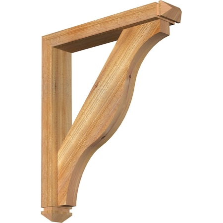 Funston Arts And Crafts Rough Sawn Bracket W/ Offset Brace, Western Red Cedar, 4W X 22D X 26H